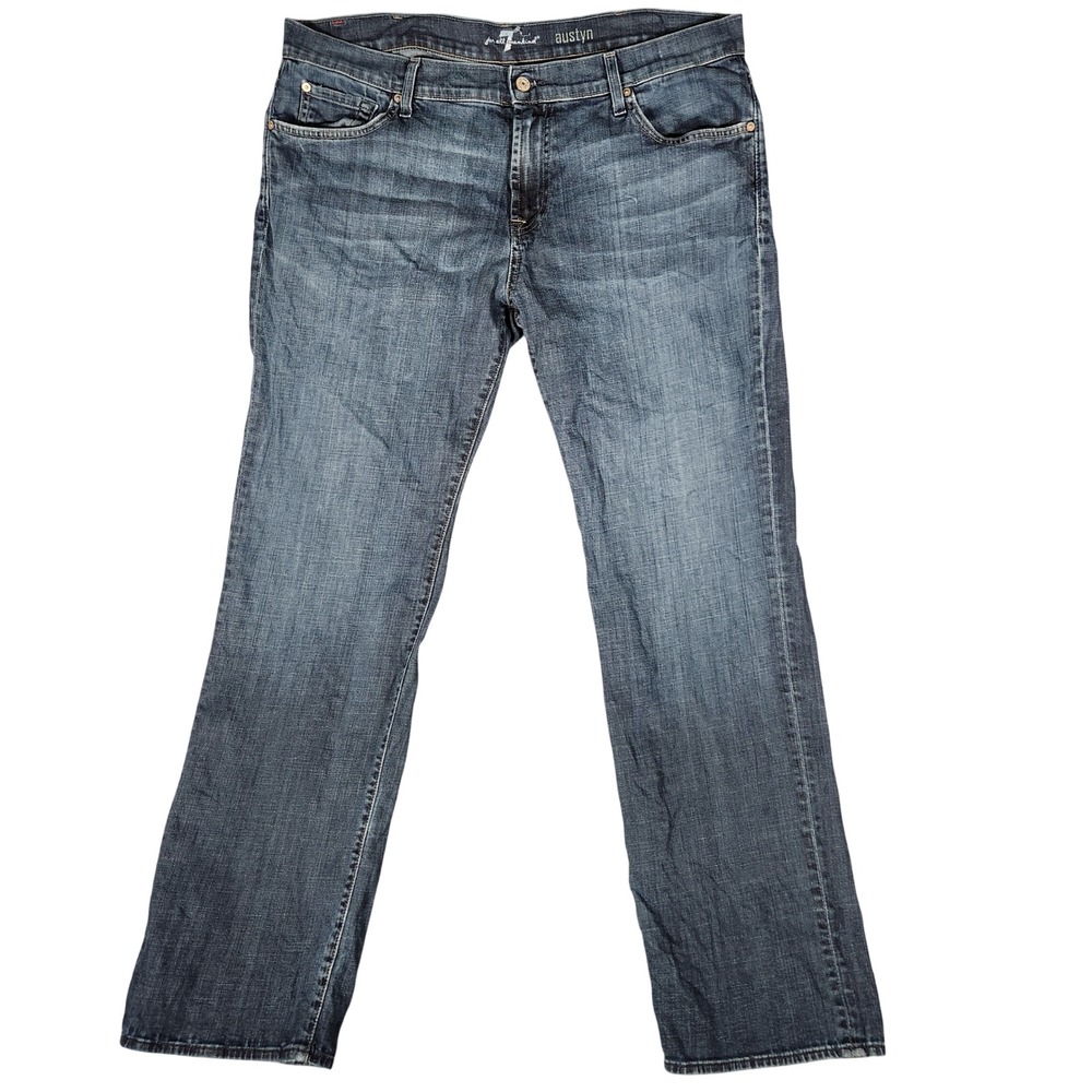 7 For All Mankind Austyn Jeans Mens 38 Blue Excellent Relaxed Straight Leg